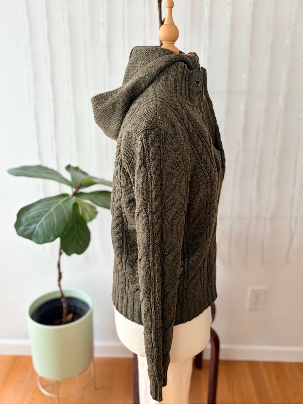 Vintage 90s Ralph Lauren Wool Hooded Sweater Green Polo - Picture 4 of 14